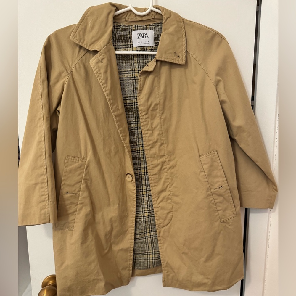Kids Zara Tan Trench Coat with Collared